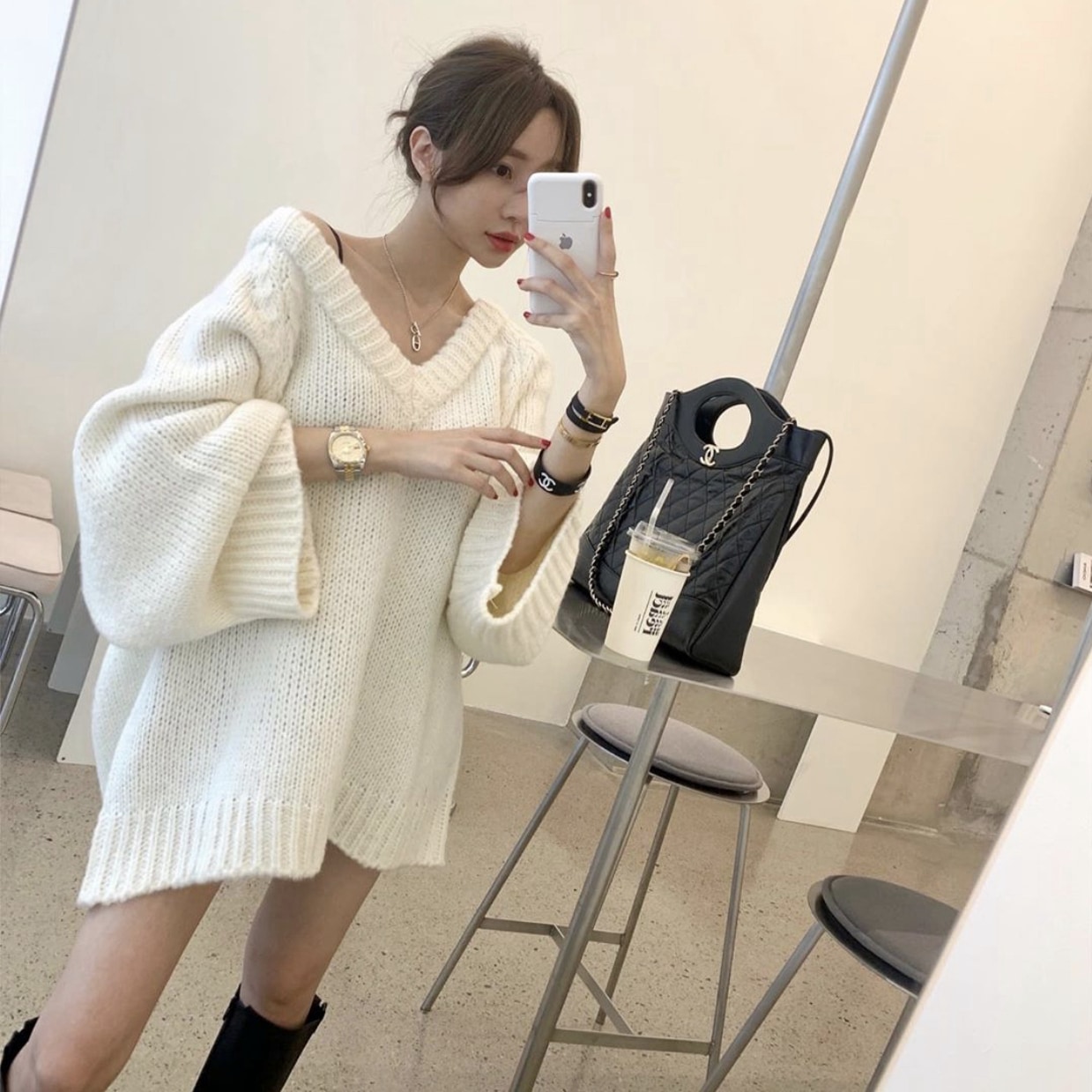 【送料無料】レディース ニット セーター ルーズ プルオーバー Vネック 大人可愛い
