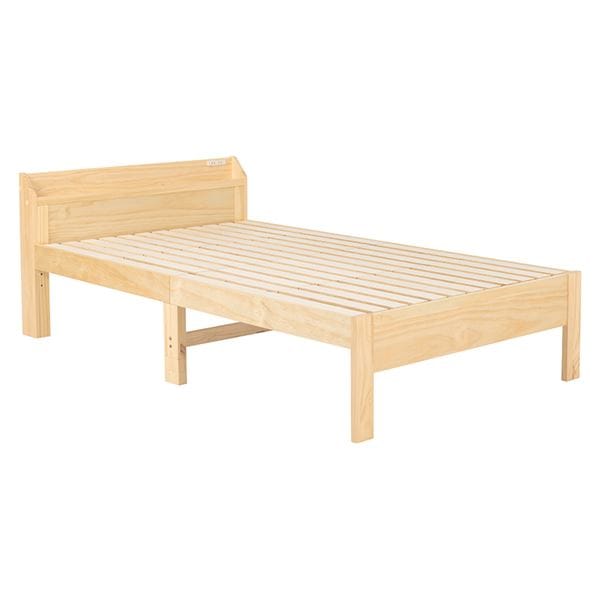 頑丈 すのこベッド シングル ボンネルコイルマットレス付き 約幅97.5x奥行211.5x高さ72cm プレーンナチュラル 組立品 コンセント付き