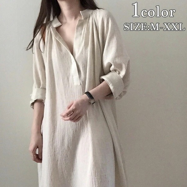 赤字覚悟！コットン ワンピース 春夏 リゾート ロング丈 麻 ワンピース レディース(送料無料)