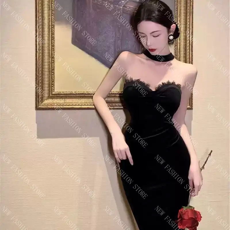 イブニングドレス気質ロングスカートスリットバッグヒップドレス-63