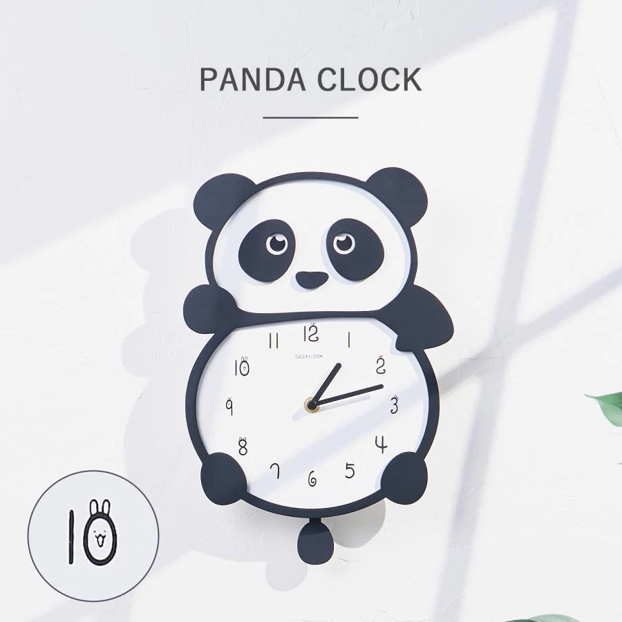 パンダ 壁掛け時計 かわいい 掛け時計 振り子 おしゃれ 動物 アニマル 北欧 掛時計 静音 アナログ 静か 軽量 軽い クリスマス プレゼント 贈り物 ギフト 女性 子新作