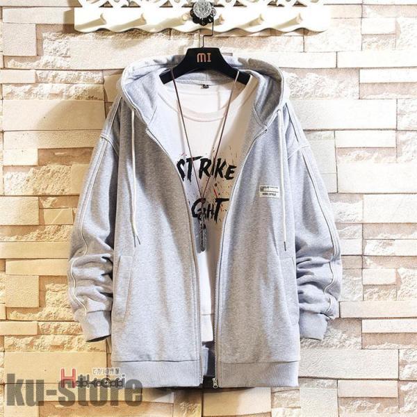 薄手 ビッグシルエット アウター おしゃれ メンズ パーカー 長袖 トップス 春服 ジップアップパーカー スポーツトップスフード付き 5,498円