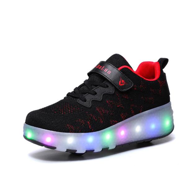 ローラーシューズ 2輪 USB 充電式 LED 光る靴 キッズ ジュニア 男の子 女の子 ローラースニーカー 履きやすい プレゼント 誕生日