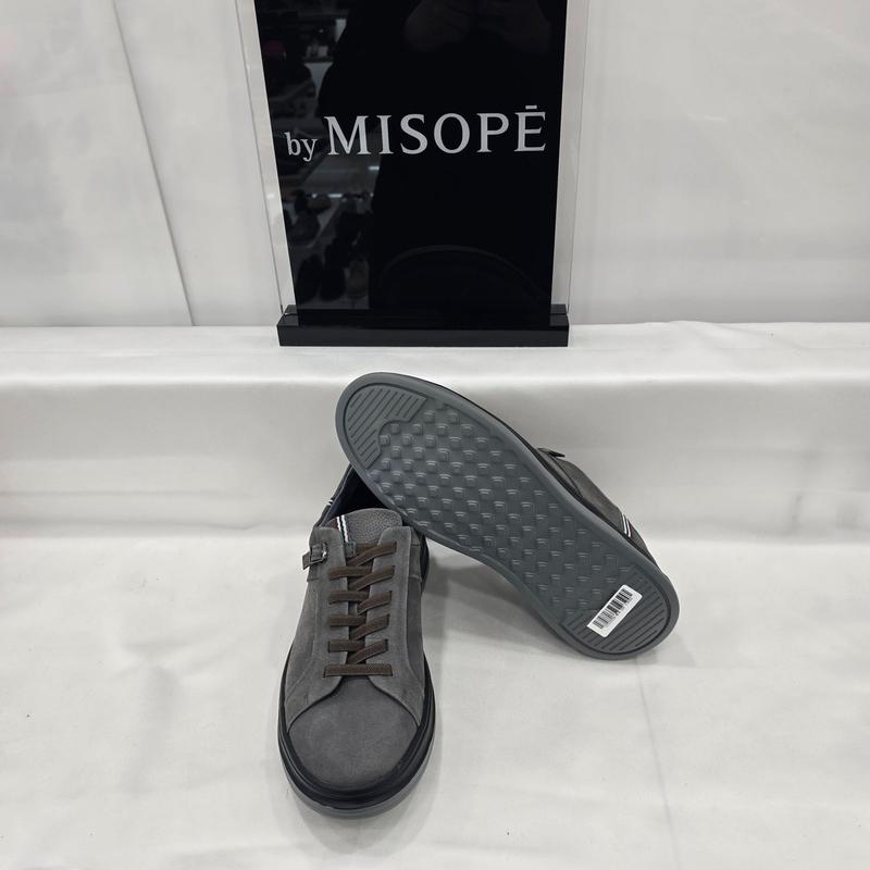 By 男性 ヌバック 軽量バンド スニーカー 122HT330FH008 GRAY 4 JJ