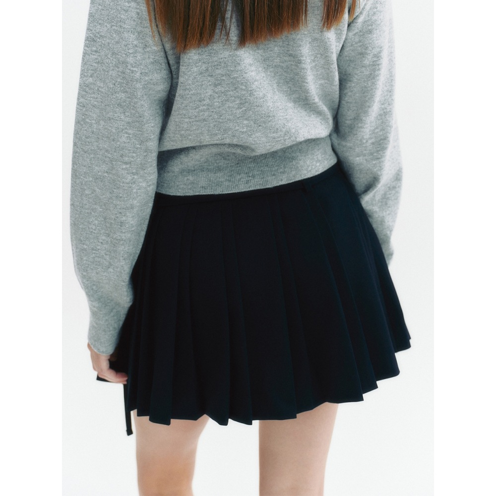 MOILLY リボンミニプリーツスカートネイビー