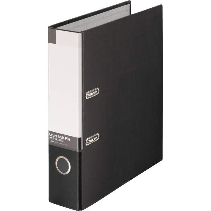 （まとめ買い）ライオン事務器 レバーアーチファイル No.1083A4S A4タテ 2穴 470枚収容 背幅74mm 黒 124-12 [x3] 5,588円