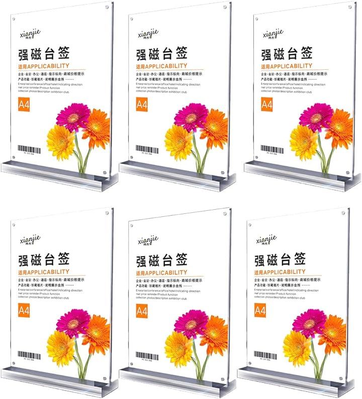 メニュースタンド アクリルスタンド パネルスタンド メニュー立て 屋外 卓上 A4 6個 縦( 白)