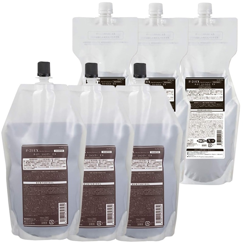 サンコール R-21 EX シャンプー 700mL ×3個 + EX トリートメント ×3個 詰め替え セット エイジング毛 ハリコシ ヘマチン ボリュームアップ 保湿 補修 うるおい