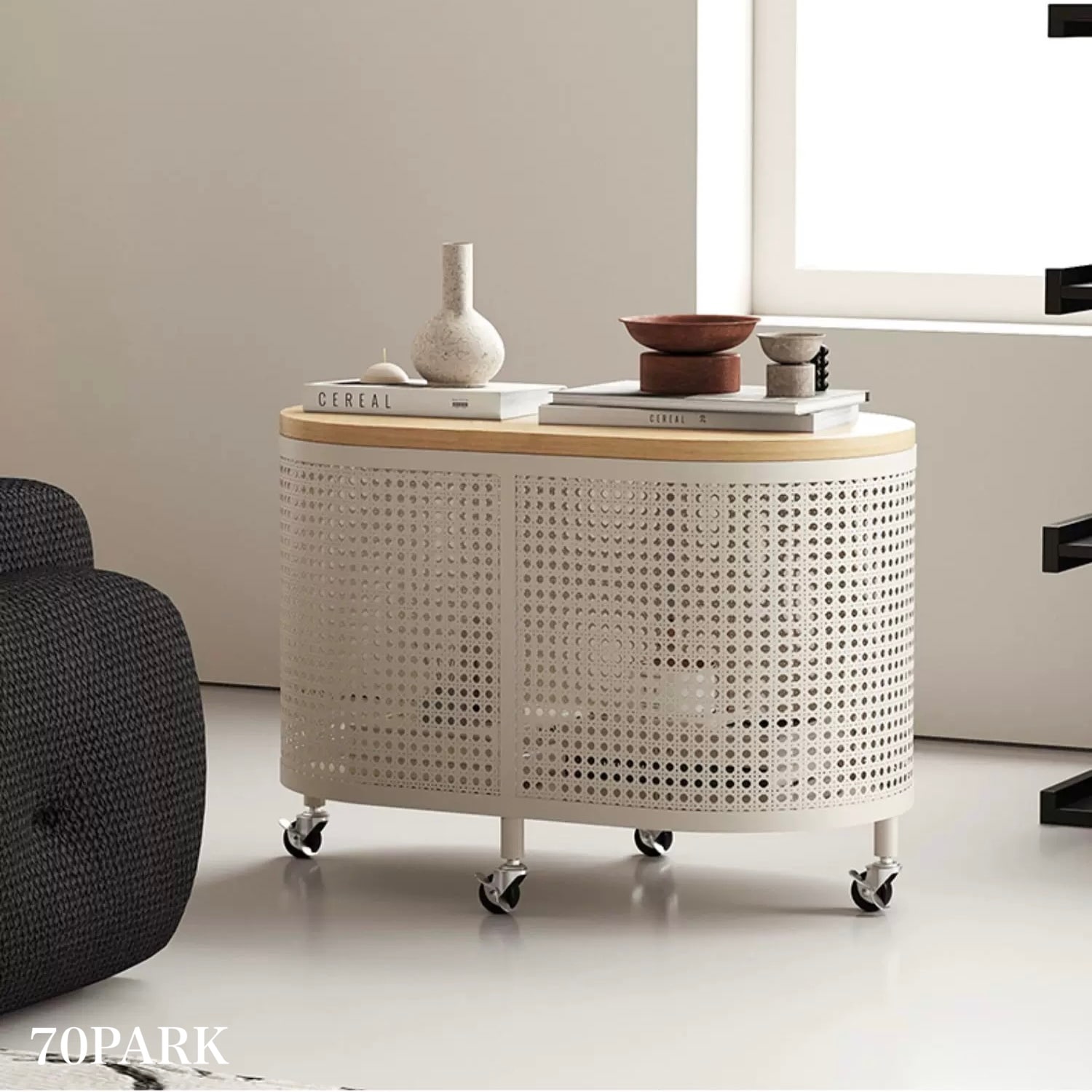 キャスター付き ウッド 蓋 収納 オーバル サイドテーブル 全2色 ワゴン テーブル おしゃれ 韓国インテリア 韓国雑貨 韓国っぽ インテリア雑貨 韓国 70PARK