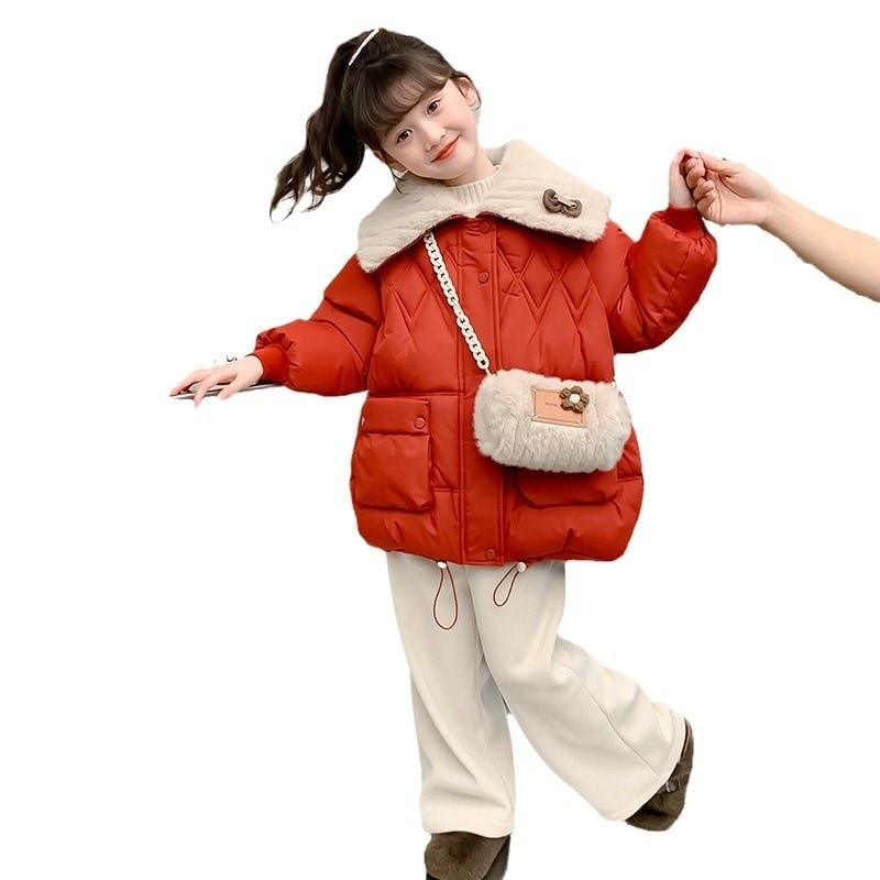 パーカー 男の子と女の子の厚みのあるダウンジャケット冬の新しいスタイルの子供用ホワイトダックダウンジャケット中型と大型の子供用秋と冬服