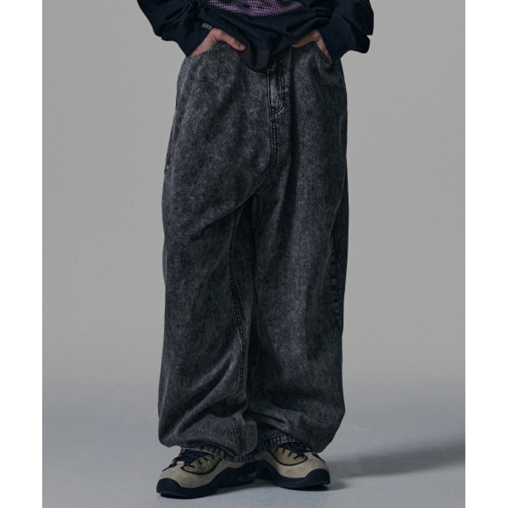 NOT4NERD リネンライクリラックスフィットデニムパンツ-グレー