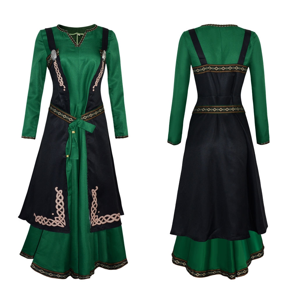 ヴァイキング長袖ワンピース中世ヴァイキングエプロン2点セットロールプレイングハロウィンパーティーパフォーマンスウェア
