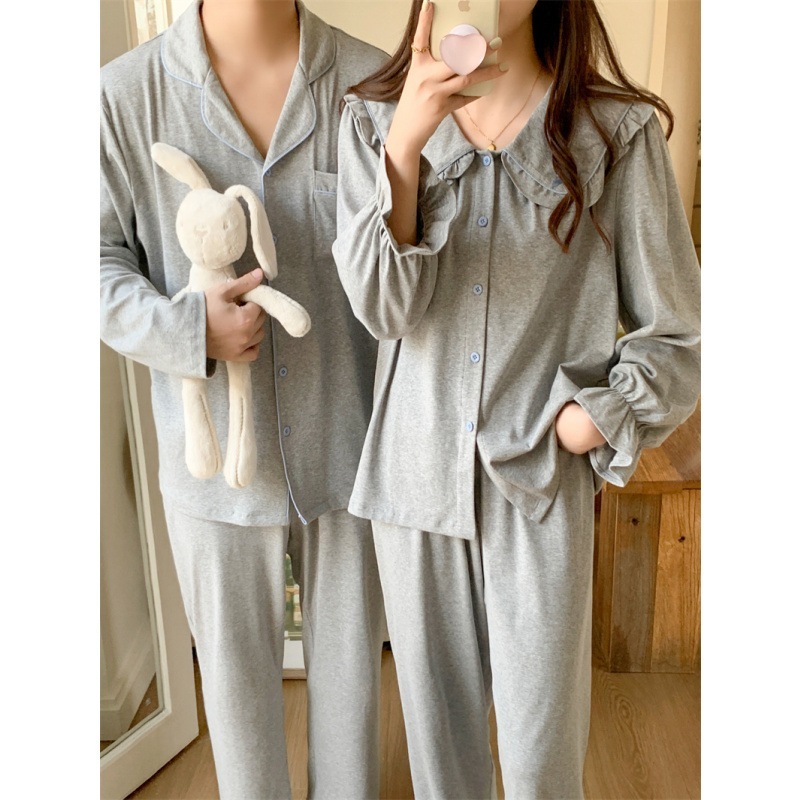 2025年春夏新作 韓国風 カップルパジャマ レディース 長袖 スイート ゆったり シンプル ホームウェア セット