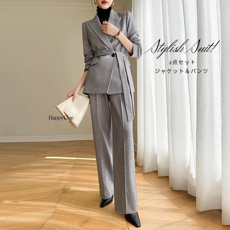 セットアップ パンツスーツ おしゃれ 春 レディース スーツ ママ 母親 入学式 卒業式 上下セット フォーマル 30代40代50代 ジャケット 2点セット カジュアル 春夏 秋 長袖 スーツセット