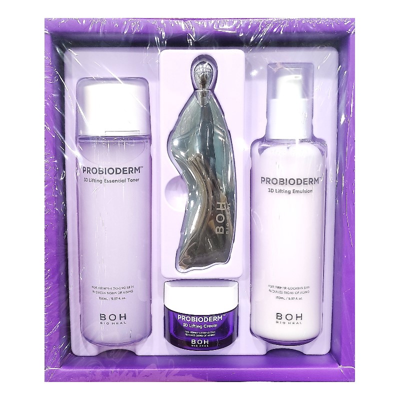 [NEW] BOHプロバイオダーム3Dリフティング/ スキンケア セット/ トナー150ml+エマルジョン150ml+クリーム15ml+3段マッサージャー+化粧用コットン16枚
