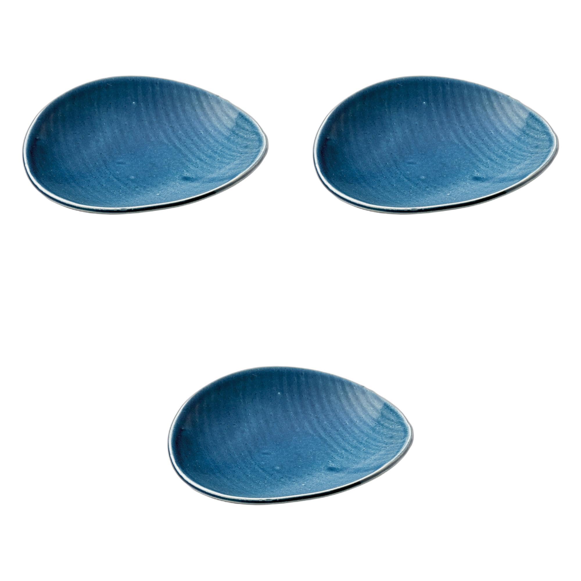 3個セット 藍楕円たわみ9寸皿 [ 27×25.5×5.7cm ] 盛皿陶磁器 セトモノホンポ(Setomonohonpo)