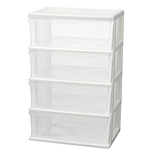JEJアステージ 収納チェスト シーズワイド 4段 クリア 日本製 簡単組み立て 幅40*奥行54*