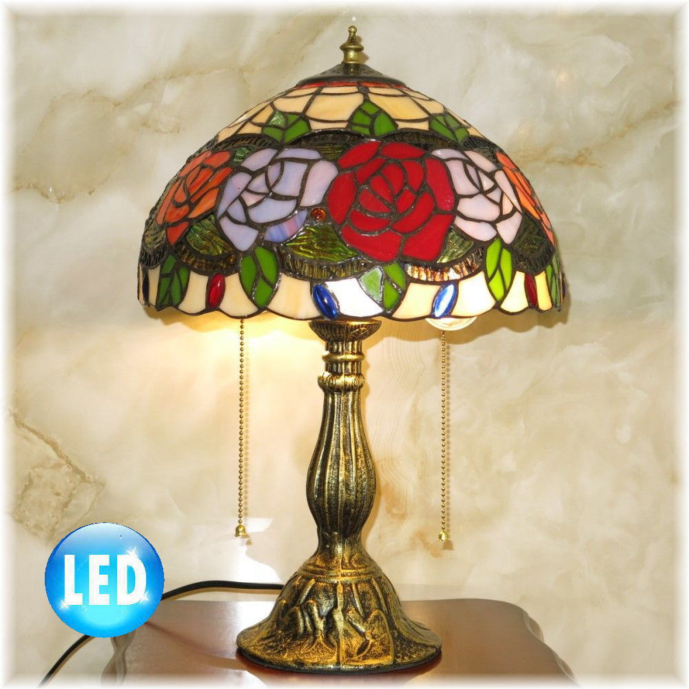 【LED付き！】 新品 超豪華！ ステンドグラス ガラス工芸 LED 卓上照明 卓上ライト 卓上スタ