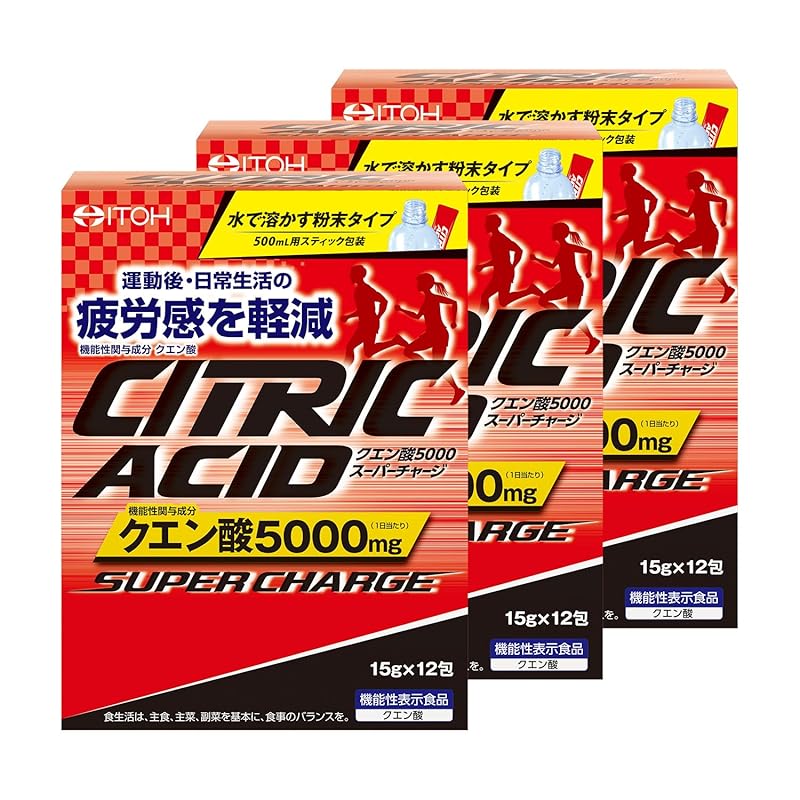 井藤漢方製薬 クエン酸サプリメント【クエン酸5000スーパーチャージ 12包 [機能性表示食品] 】×3個