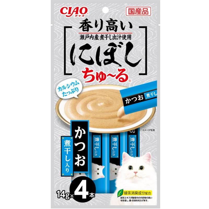 （まとめ買い）CIAO チャオ にぼしちゅ～る かつお 煮干入り 14gx4本 猫用おやつ [x18]