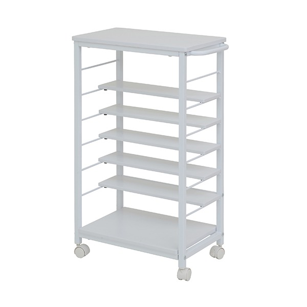 キッチン収納 キッチンワゴン 約幅53cm ホワイト スチール 可動棚付 キャスター付 取っ手付 収納家具 インテリア家具 組立品 5,568円