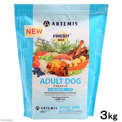 ドッグフード　アーテミス　フレッシュミックス　アダルトドッグ　中・大型犬成犬用　１ー６歳　３ｋｇ　正規品　アーテミス　ＣＲＣ45―03―10―01―00