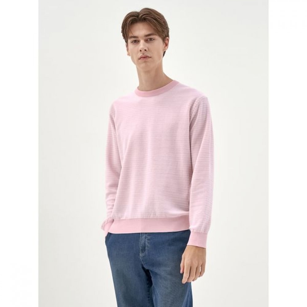 [ギャラクシーライフスタイル] コットンブレンドパターンラウンドセーターライトピンク（GC4151E03Y）