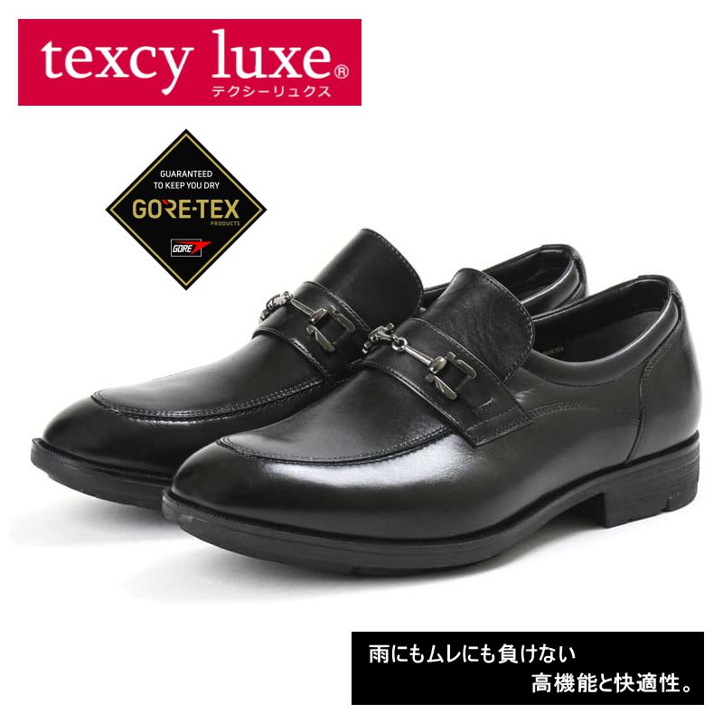 テクシーリュクス アシックス商事 texcy luxe 本革 革靴 ビジネスシューズ ビット GORE-TEX 黒 ブラック 4E ロングノーズ 靴 父の日 actu8007 13,042円