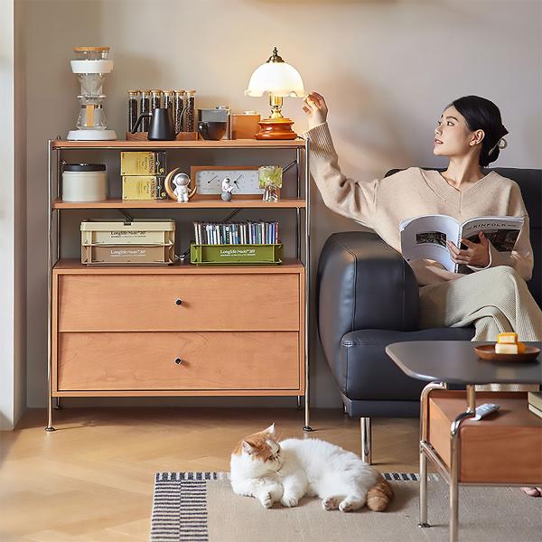 棚 ラック 引き出し レトロ おしゃれ 北欧モダン タンス ミッドセンチュリー チェスト 省スペース シンプル 木製 シェルフ 木目