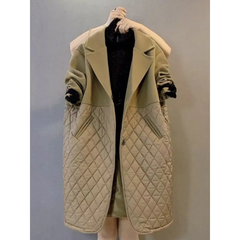 【2025アウター 冬】2025 冬 レディース 新作 厚手 プラスサイズ ハンドル シェイプアップ ファッショナブル パッチワーク 中丈 アウター ダウンコート コート