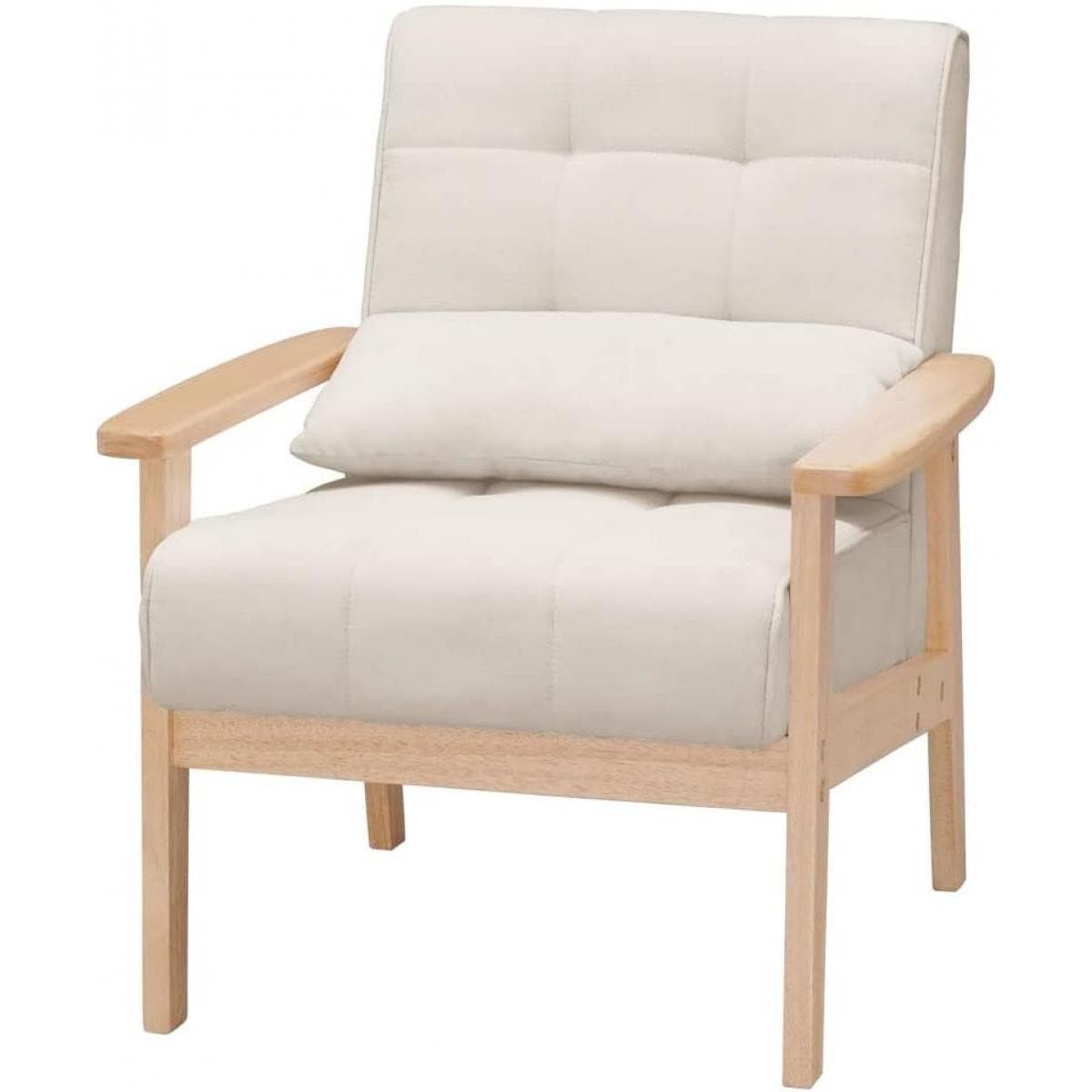 アイリスオーヤマ 1人掛け ウッドフレームソファ WFS-1S オフホワイト 天然木 お客様組立 ソファ クッション付 一人用
