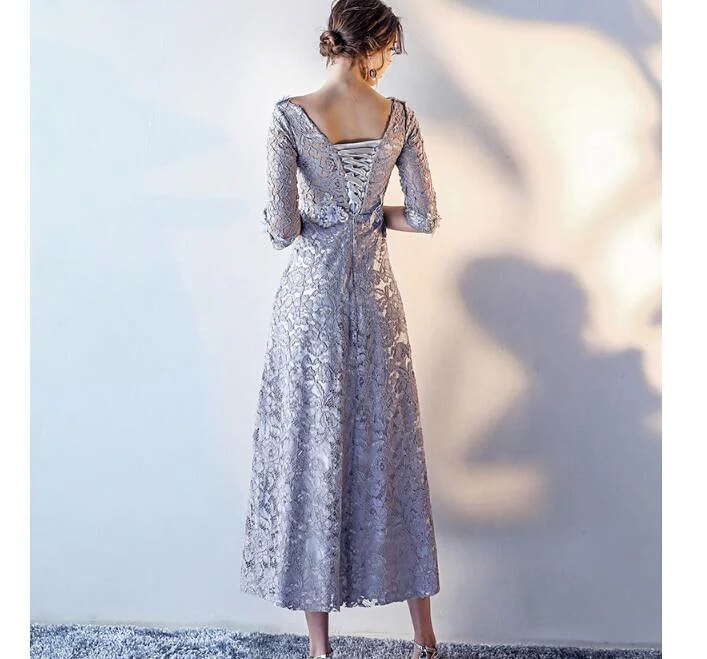 袖あり レースアップパーティードレス イブニングドレス 演奏会 ウエディングドレス 発表会 撮影用