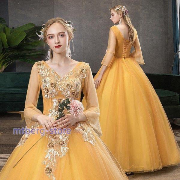 春新作 ドレス ウェ ウエドレス 可愛い刺繍花 V襟 お呼ばれ 舞台衣装 撮影 エレ 演奏会 姫系h4983