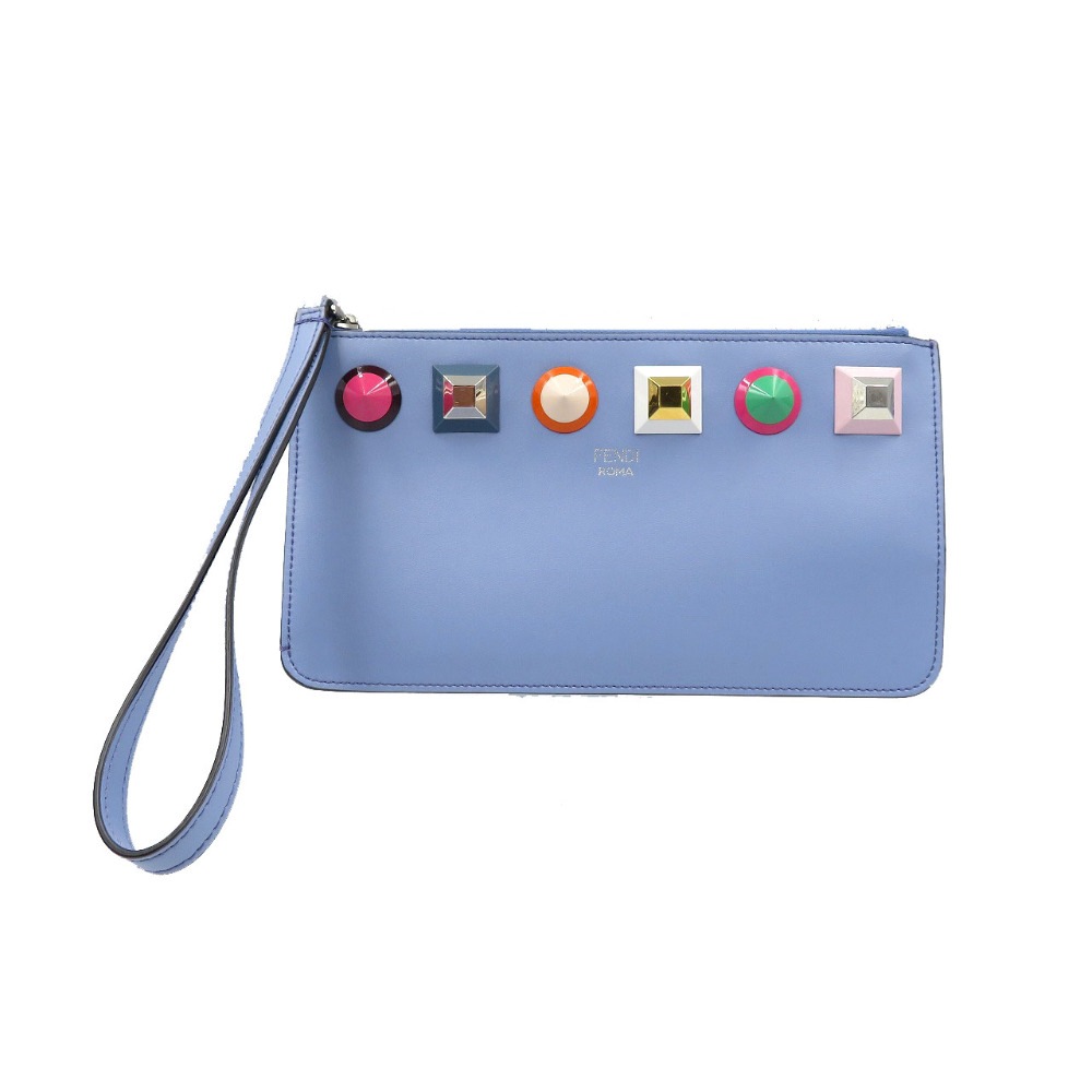 新品同様 マルチスタッズ 8M0341 ポーチ レザー/レザー ブルー 0008【中古】 レディース