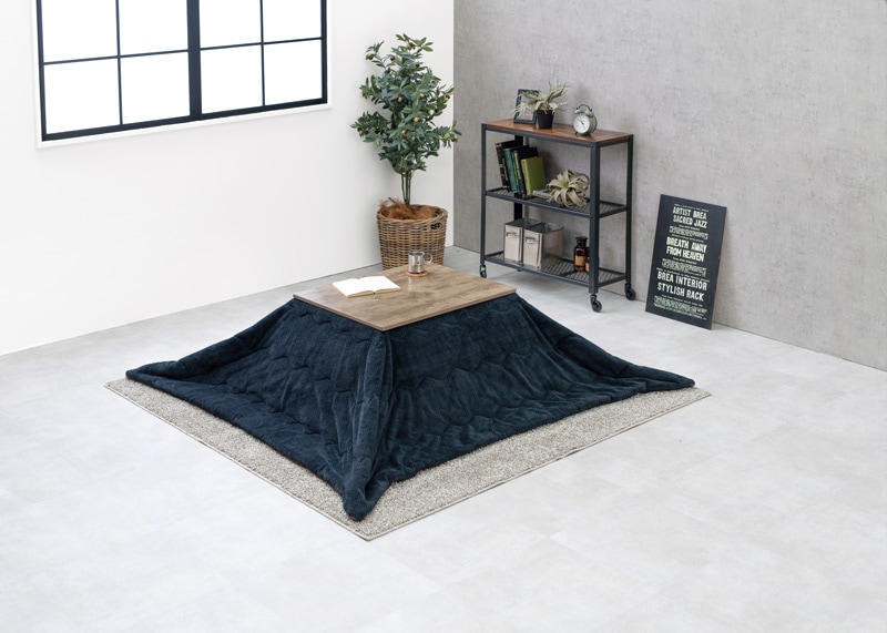 こたつセット こたつ うす掛布団 2点セット アンティークナチュラル/ネイビー 75x60cm ヴィンテージテイスト 継足 オールシーズン コタツ テーブル