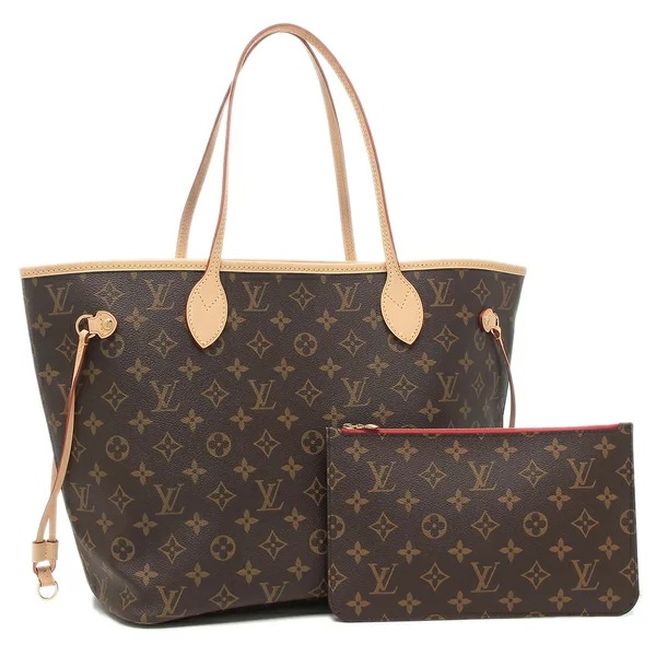 トートバッグ ネヴァーフル MM ブラウン レッド レディース LOUIS VUITTON M46987