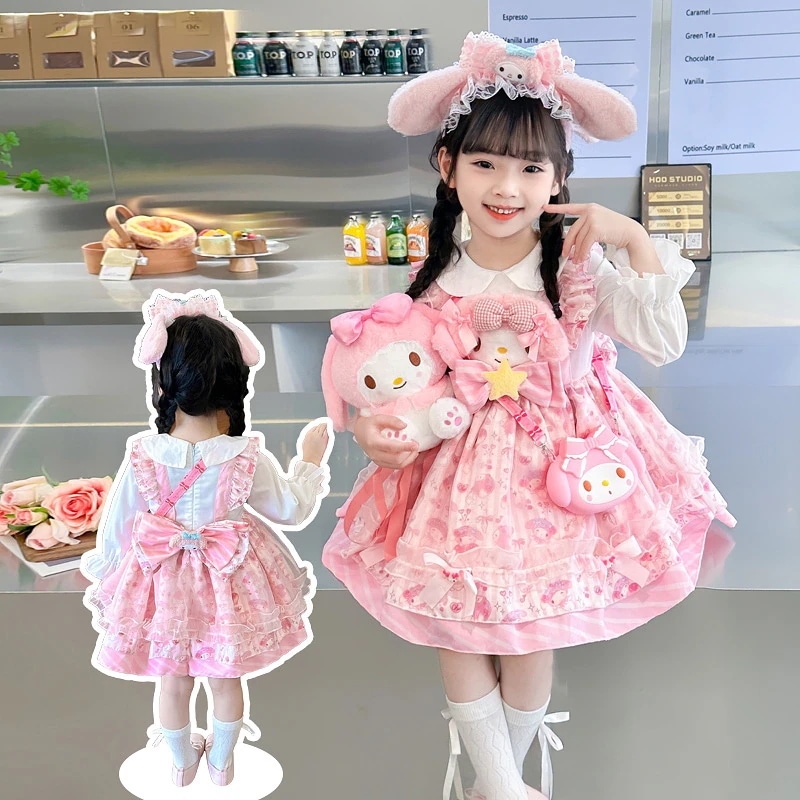 100-150CM 4点セット今週の割引は 25% オフですピンクのプリンセススカートプリンセススカート 女の子のプリンセススカート秋新作マイメロディコス衣装玉桂犬ロリータワンピース子供ポンポンスカー