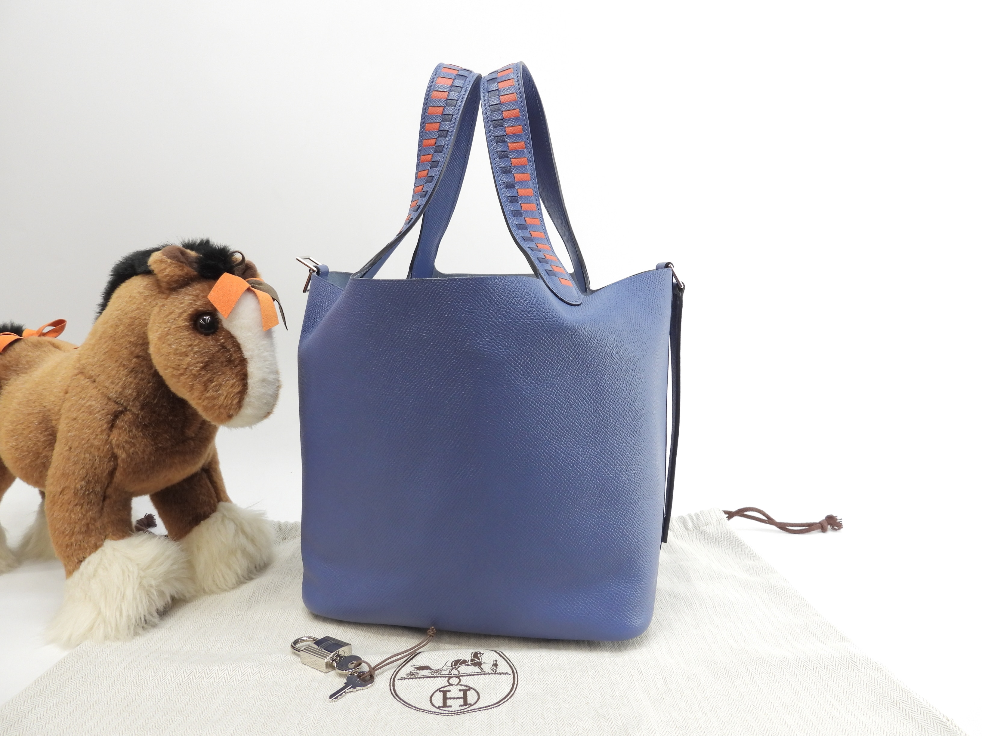 ピコタンロックMM トレサージュ エプソン青 ハンドバッグ 美品@C 3
