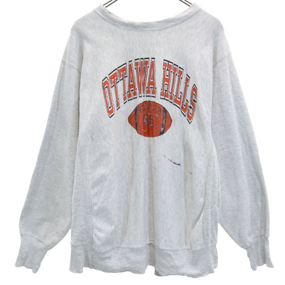 80s USA製 トリコタグ ヴィンテージ カレッジ 長袖 リバースウィーブ スウェット トレーナー XL グレー メンズ