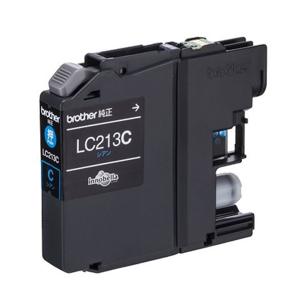 （まとめ）ブラザー インクカートリッジ シアンLC213C 1個 (×3セット)