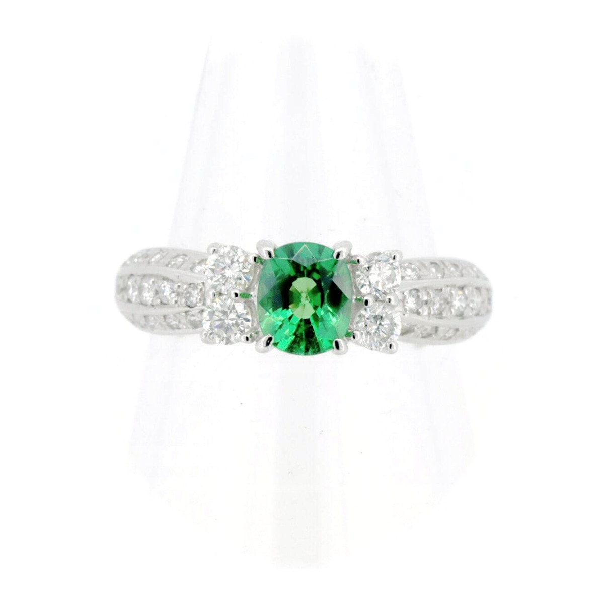 Pt900(プラチナ) グリーンガーネット ダイヤモンド リング 指輪 12号 0.75ct 0.57ct 質屋出品 59,400円