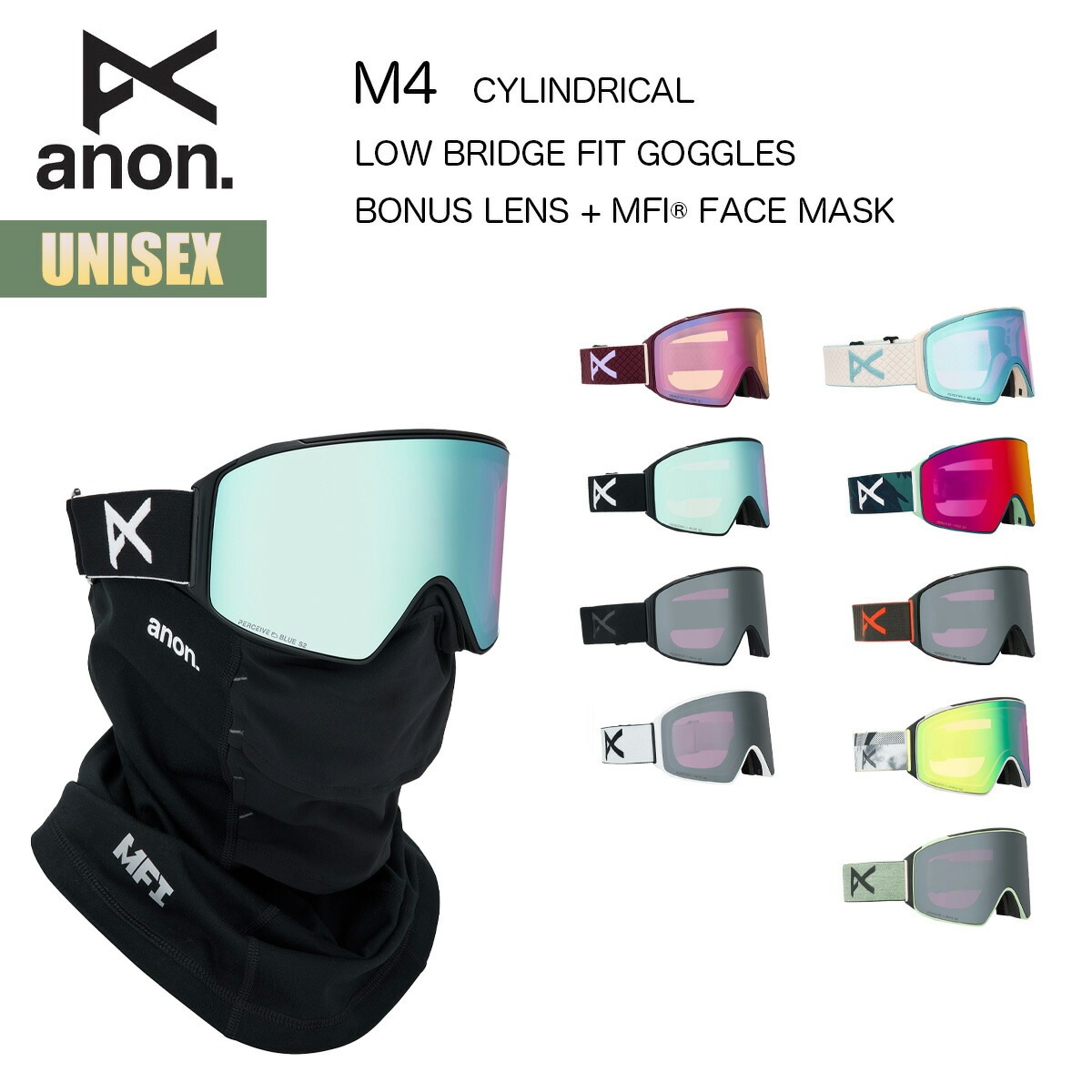 アノン スノーゴーグル 25-26 Anon M4 シリンドリカル ローブリッジフィット W26JP-203541 M4 LOW BRIDGE FIT GOGGLES CYLINDRICAL