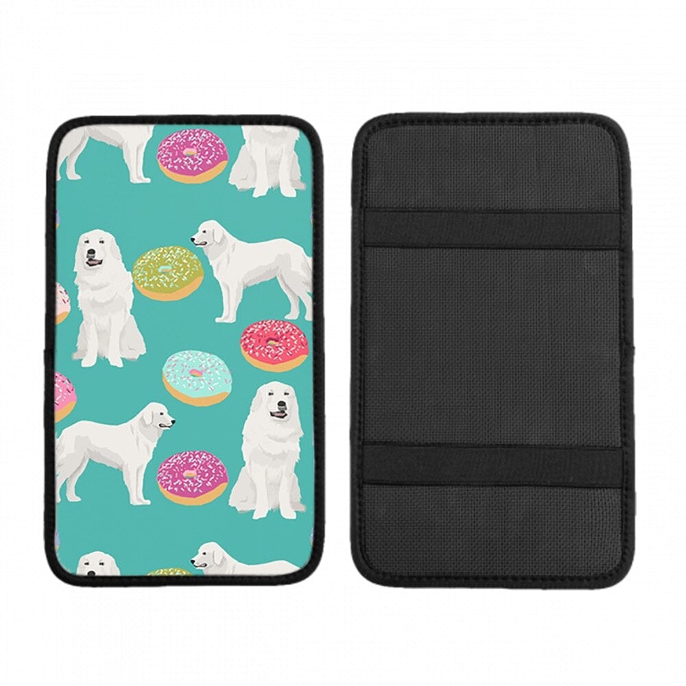 車の手すりボックスクッション Great-Pyrenees-Dog-Cute-Donuts-Best-Junk-Food-Cute-Dogs-Design-Great-Pyrenees-Dogs ほこ