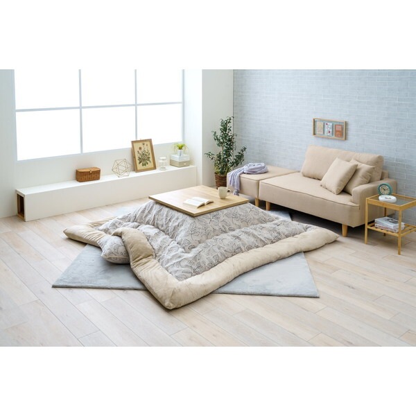 1161350140103 こたつ布団 単品 ふっくら 日本製 北欧柄 リーフ柄 アイボリー 正方形 約205×205cm メーカー直送