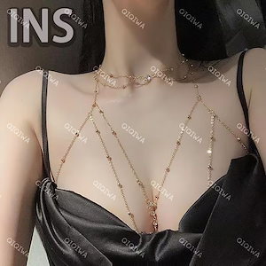 韓国 ネックレス 身体チェーン 上品 エレガント きれいめ 華奢 フェミニン アクセサリー