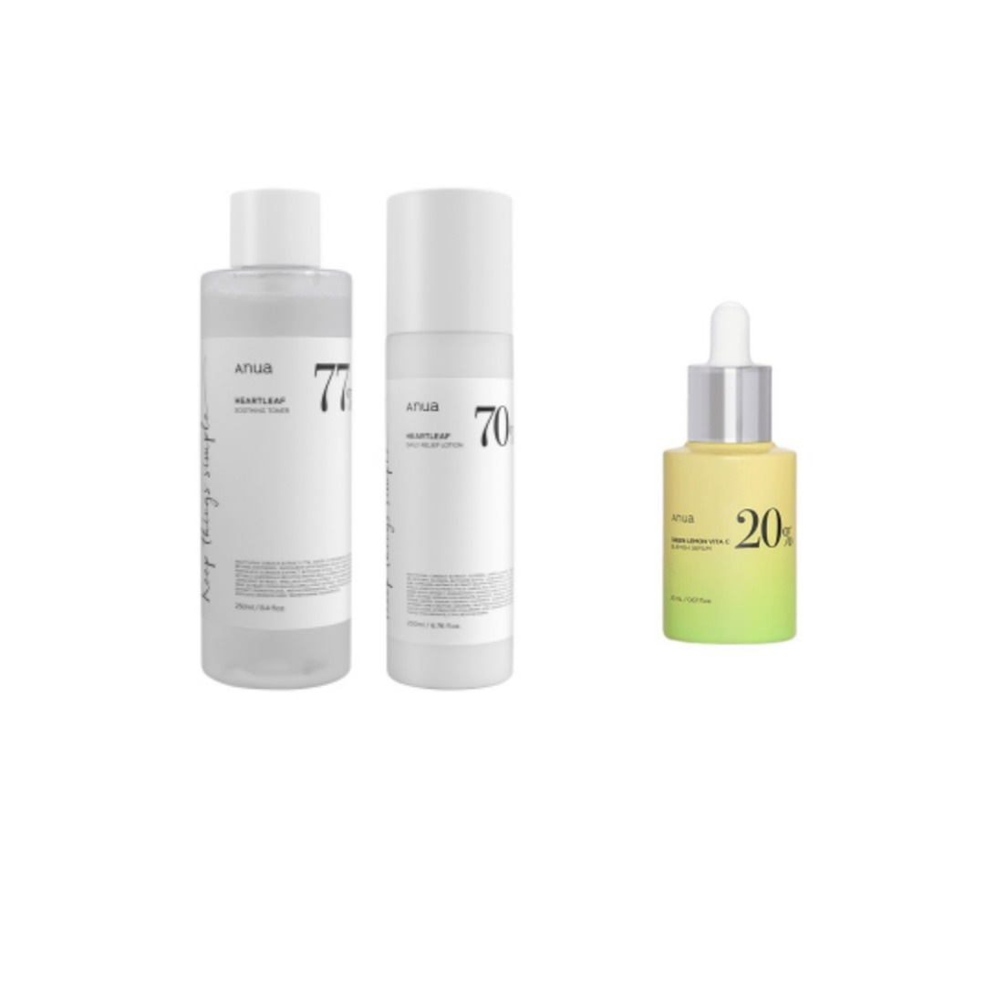 [保湿鎮静セット]ドクダミ トナー250ml ローションセット200ml グリーンレモン ビタC プチ セラム 20gスキンケアセット