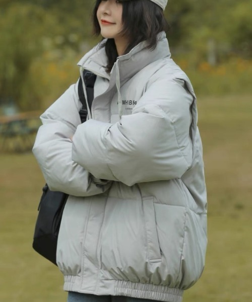 ダウン ダウンジャケット ユニセックス 2way袖脱着 ワンポイントロゴ スタンドカラー エコダウンジャケット エコダウンベスト レディース