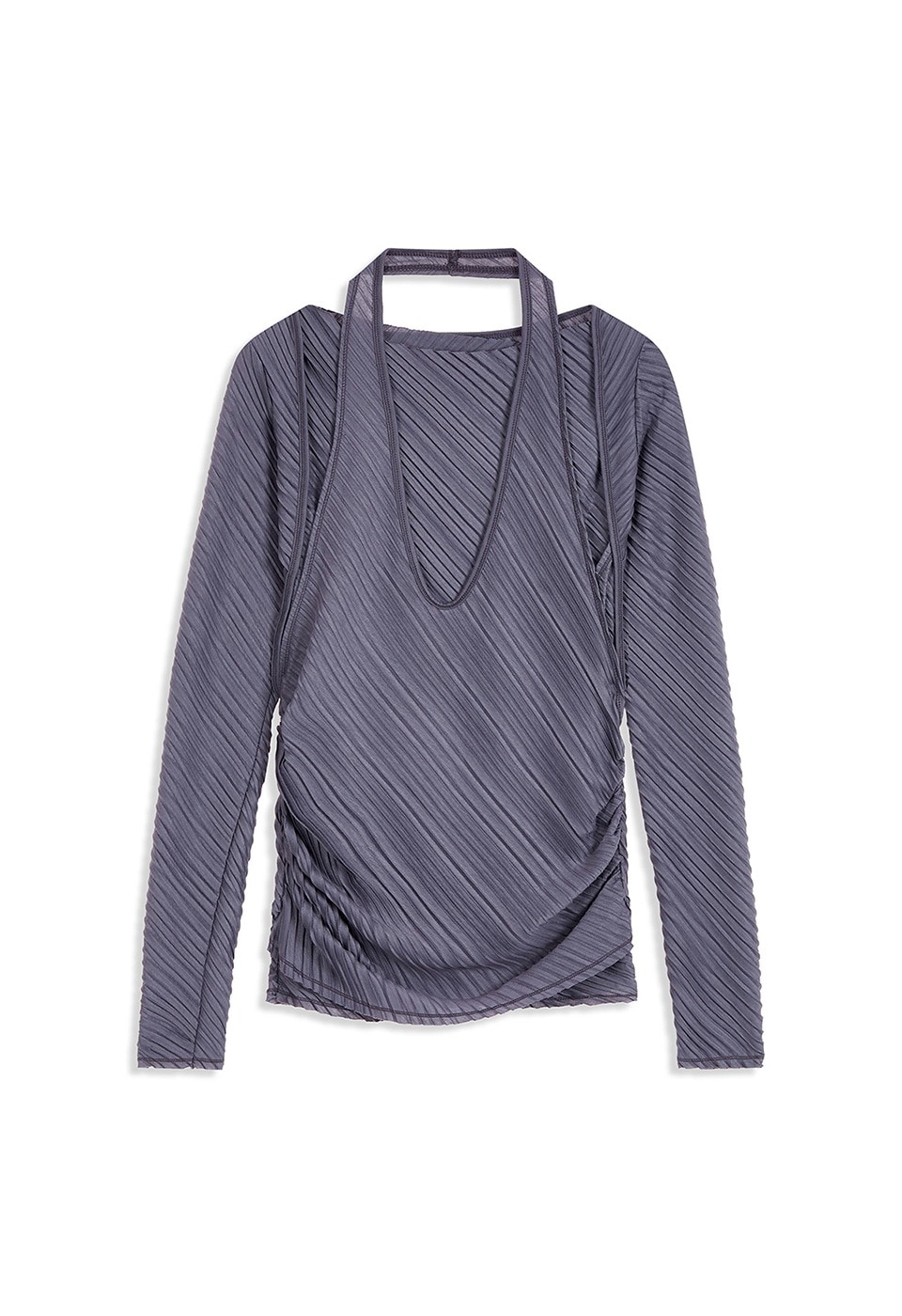 【OPEN Yy】 25FW PLEATS CONVERTIBLE BOLERO TOP : PURPLE