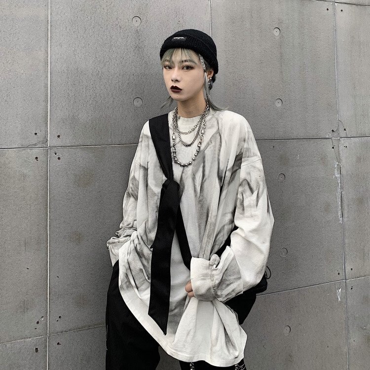 タイダイ Tシャツ メンズ レディース 長袖 ロング丈 トップス BF風 韓国ファッション 原宿系