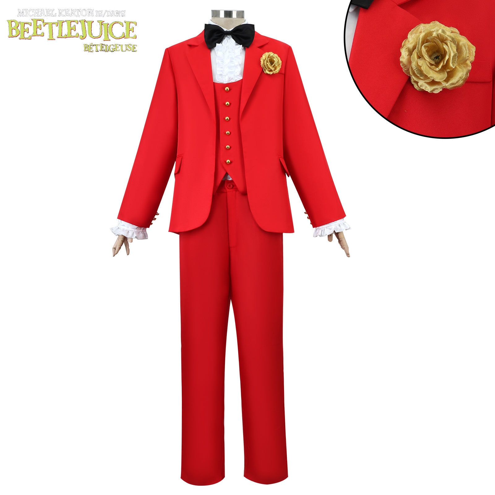 ハロウィンあの世の大法師2 cos服Beetlejuice 2赤スーツビートルズジュースcos演技衣装